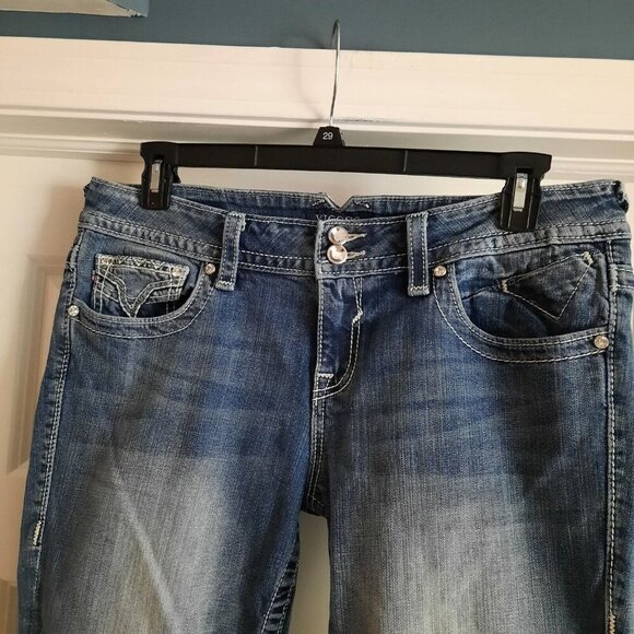 Vigoss New York Capri Jeans Womens 13/14 Thick Stitch Western Cowgirl‎ Bling - Picture 4 of 13